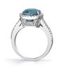18Kt White Gold Halo Style Oval Blue Zircon and Diamond Ring