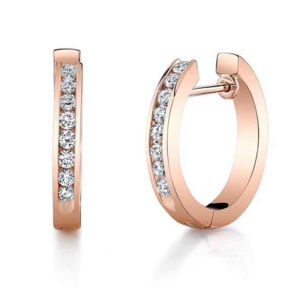 14Kt Rose Gold Hope Earrings with Channel set Diamonds