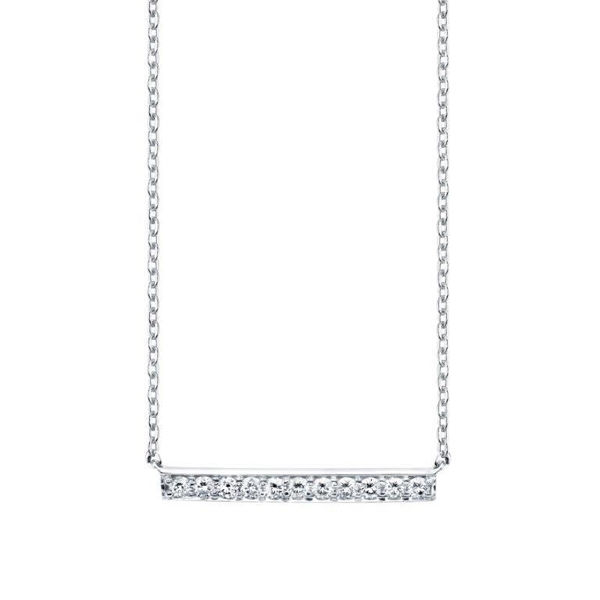 14kt White Gold Modern Design Diamond Horizontal Bar Pendant
