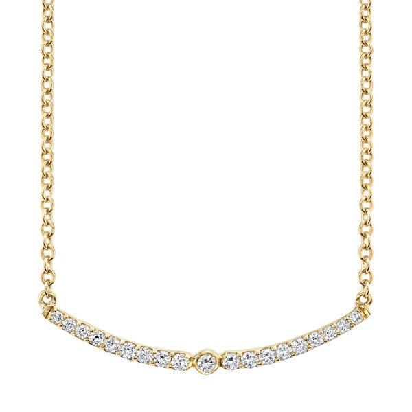 14kt Yellow Gold Vintage Style Curved Diamond Bar Pendant