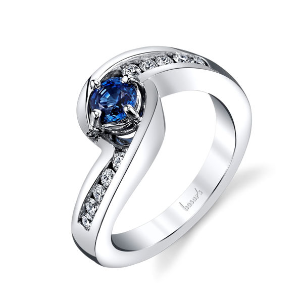 14Kt. White Gold Bypass Style Sapphire and Diamond  Ring