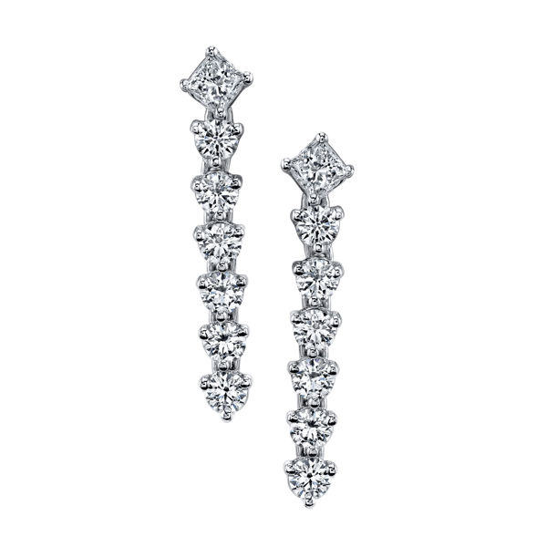 14Kt White Gold Dangle Style Diamond Earrings