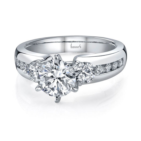 14Kt White Gold Classic Three Stone Diamond Engagement Ring