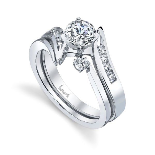 14Kt White Gold Bold Bypass Channel Set Diamond Engagement Ring
