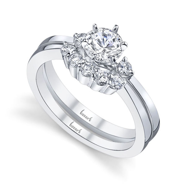 14Kt White Gold Elegant Pinch Shank 3 Stone Diamond Engagement Ring