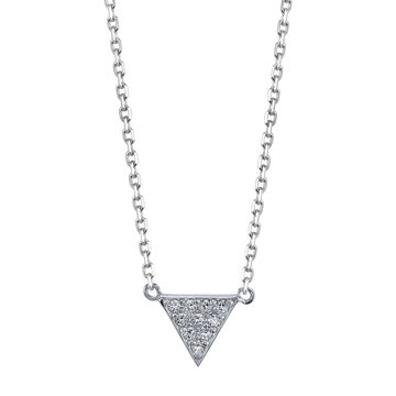 14kt White Gold Modern Diamond Triangle Pendant