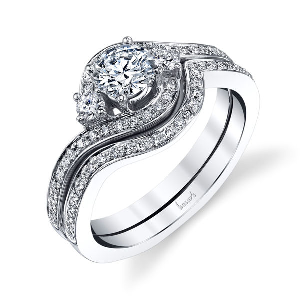 14Kt White Gold 3 Stone Bypass Diamond Engagement Ring