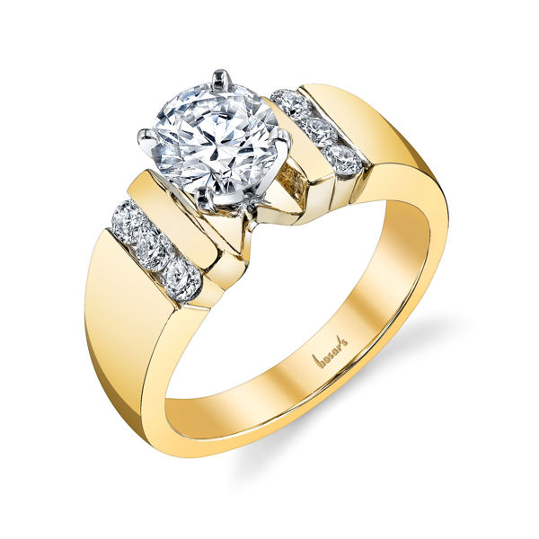 14Kt Yellow Gold Solid Cathedral with Vertical Channel Set Diamond Engagement Ring
