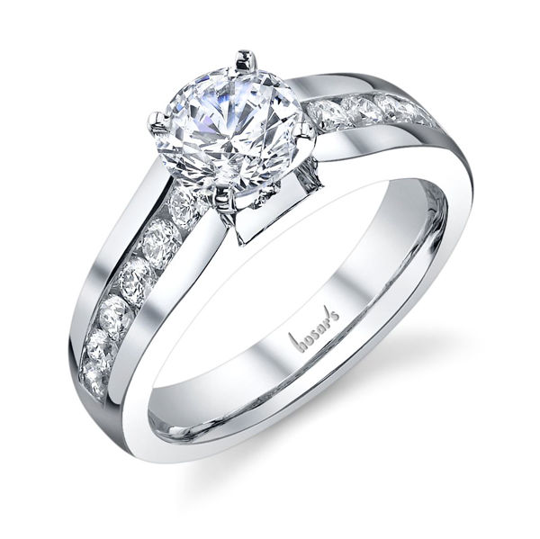 14Kt White Gold Solid Cathedral Channel Set Diamond Engagement Ring