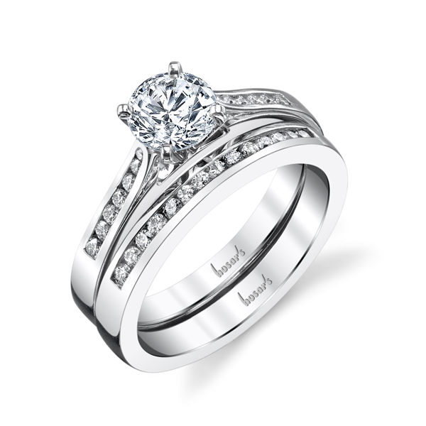 14Kt White Gold Pinch Shank Cathedral Diamond Engagement Ring