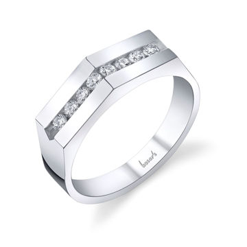 14Kt White Gold Men's Pointed Diamond Wedding Ring