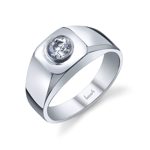 14Kt White Gold Men's Solitaire Diamond Wedding Ring