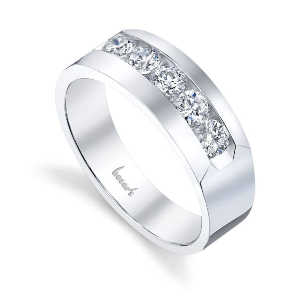 14Kt White Gold Men's Channel Set Diamond Wedding Ring
