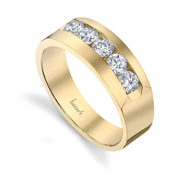 14Kt Yellow Gold Men's Channel Set Diamond Wedding Ring