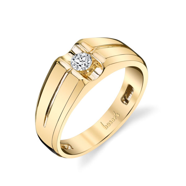 14Kt Yellow Gold Men's Tapered Diamond Wedding Ring
