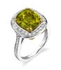 14Kt White and Yellow Gold Unique Halo Style Radiant Peridot, Yellow Sapphire and Diamond Ring