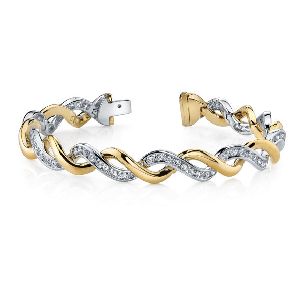 14kt White and Yellow Gold Twisted Diamond Bracelet