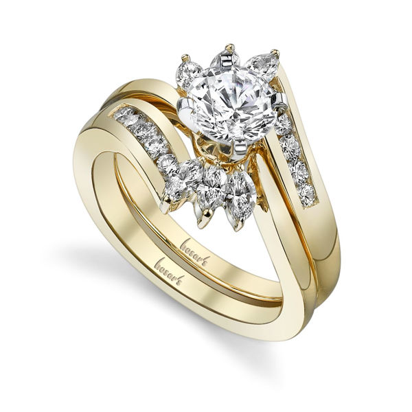 14Kt Yellow Gold Marquise and Round Diamond Wedding Band