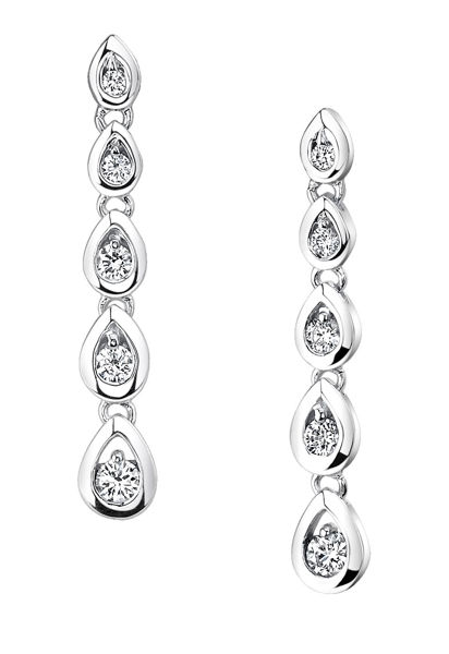 14Kt White Gold Teardrop Dangle Style Diamond Earrings