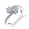 14Kt White Gold Curved Bypass Two-Stone Diamond Ring