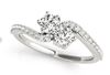 14Kt White Gold Curved Bypass Two-Stone Diamond Ring