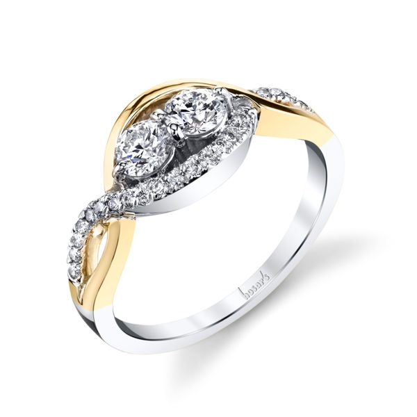 14Kt White and Yellow Gold Twist Style Two-Stone Diamond Ring