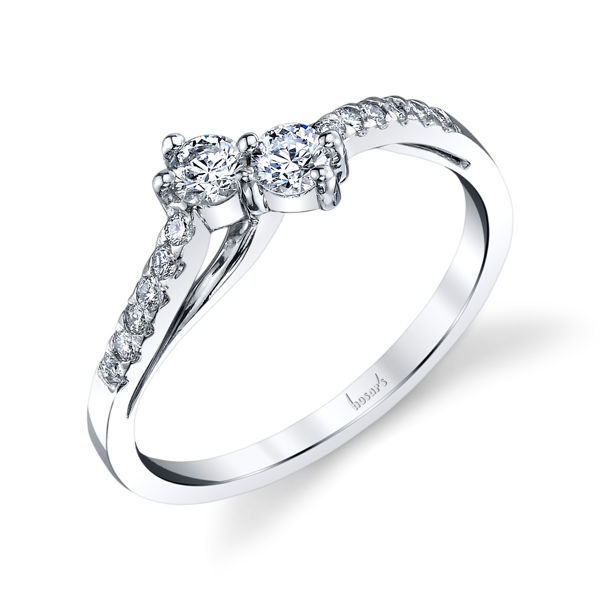 14Kt White Gold Double Bypass Two-Stone Diamond Ring