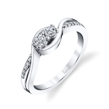 14Kt White Gold Two-Stone Style Diamond Ring with Bypass