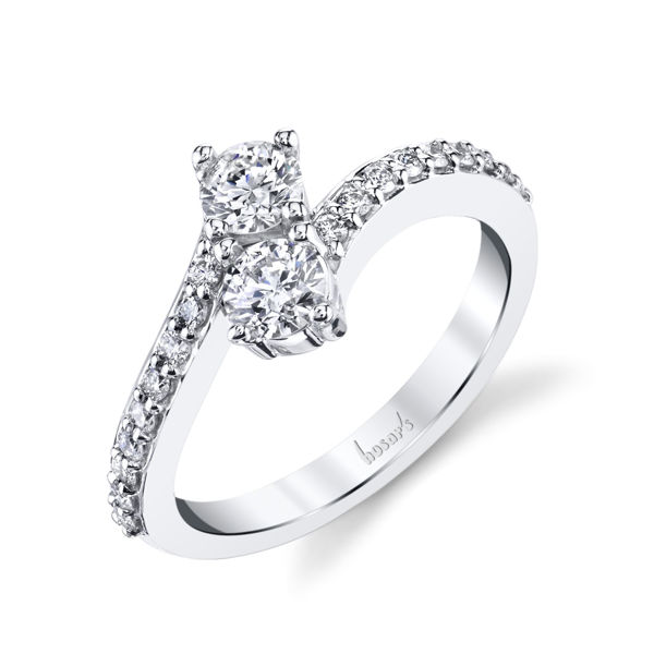 14Kt White Gold Classic Two-Stone Diamond Ring