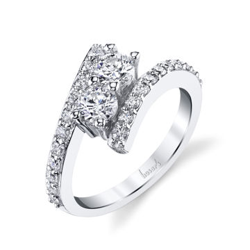 14Kt White Gold Modern Two-Stone Diamond Ring