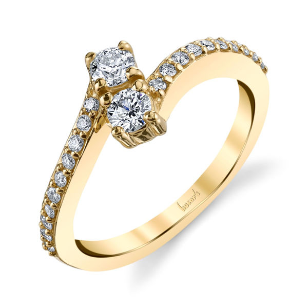 14Kt Yellow Gold Simple Two-Stone Diamond Ring
