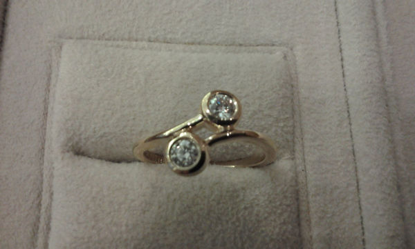 14Kt Yellow Gold Vintage Two-Stone Diamond Ring