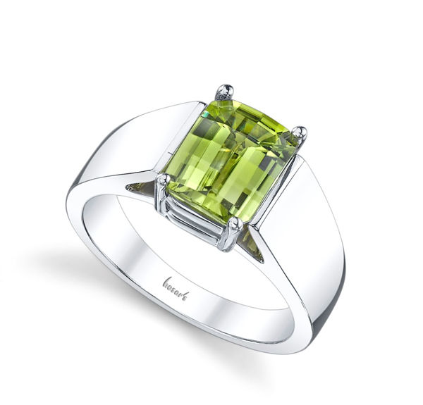 14Kt. White Gold Classic Cathedral Style Peridot Ring