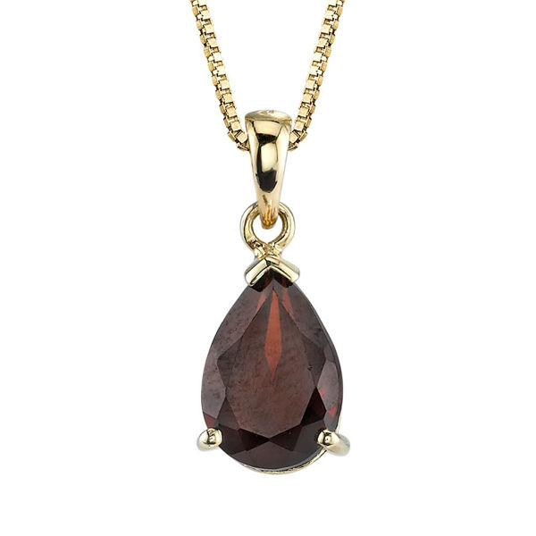 14Kt Yellow Gold Classic Teardrop Pyrope Garnet Pendant with a tapered bale