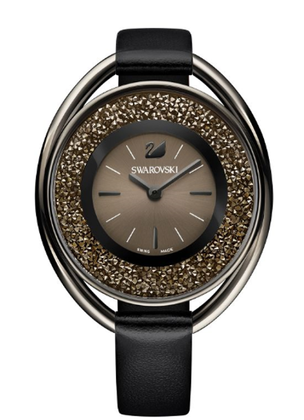 Swarovski Crystalline Oval Black Tone Watch