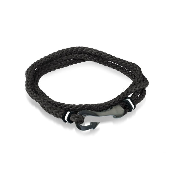 Italgem Men’s Cord Bracelet with Black Ion Plated Stainless Hook Clasp