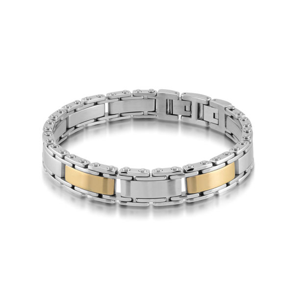 Italgem Men’s Stainless Ion Plated Bracelet with Yellow Accents