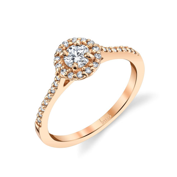 14Kt Rose Gold Halo Diamond Engagement Ring