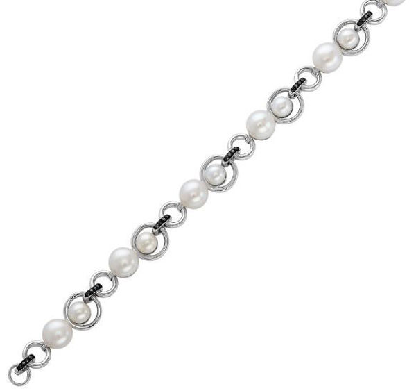 Noir Freshwater Pearl and Black Diamond Link Bracelet