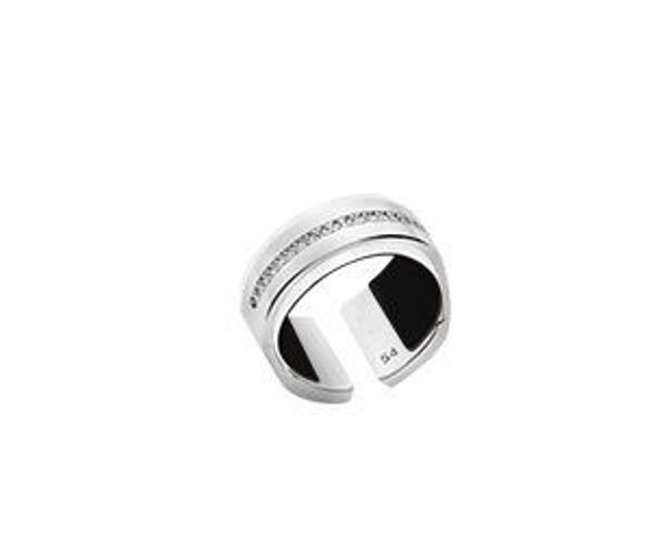 12mm Silver Bandeau Ring with Cubic Zirconia. Size Large
