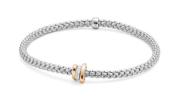 18Kt White gold Prima Flex it Bracelet with Diamond Pave
