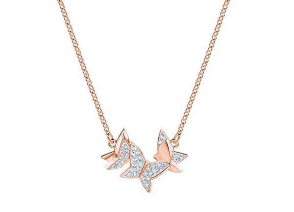 LILIA NECKLACE, SMALL, WHITE, ROSE GOLD PLATING