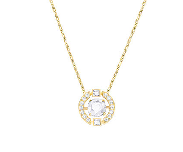 SPARKLING DANCE ROUND NECKLACE, WHITE, GOLD PLATING