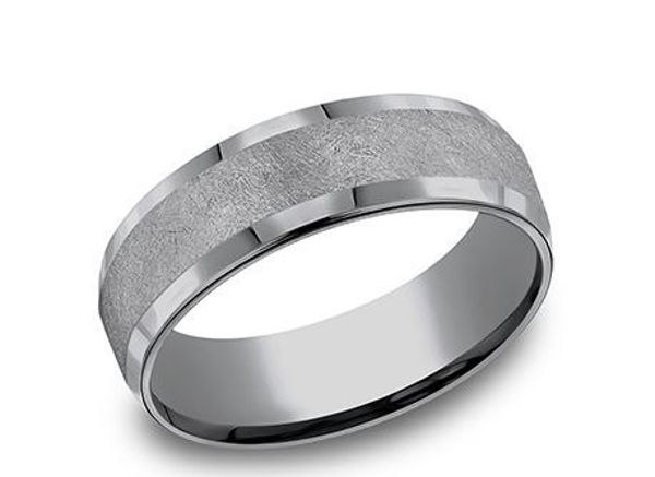 7mm Grey Tantalum band with polished edges and a fiberglass finish center