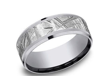Grey Tantalum band with a Meteorite Center