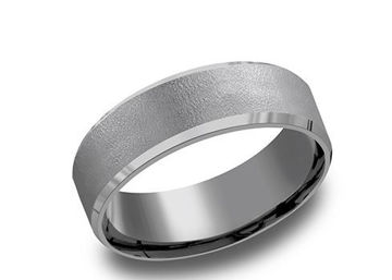 7mm Grey Tantalum Band with Beveled edges and a Wire Finish
