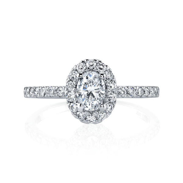 14Kt White Gold Oval Halo Engagement Ring