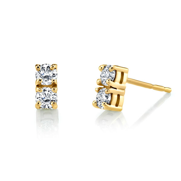 14Kt Yellow Gold Two Stone Diamond Earrings