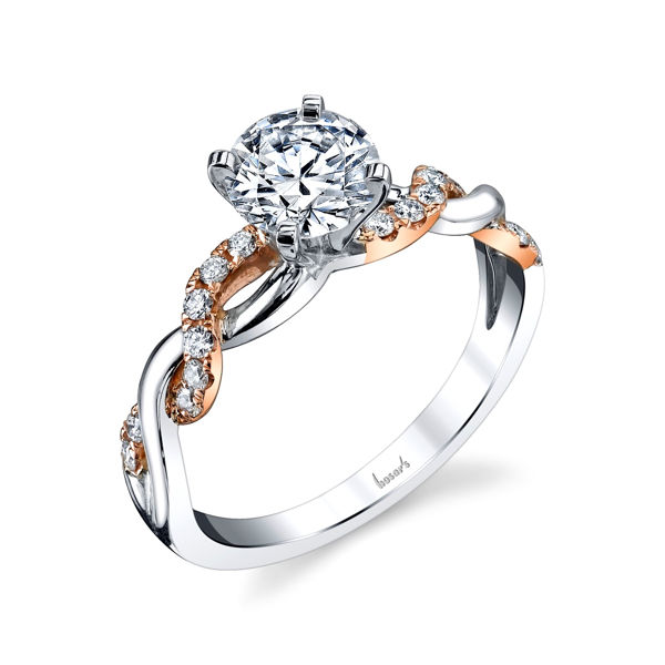 14Kt White and Rose Gold Twisted Diamond Engagement Ring