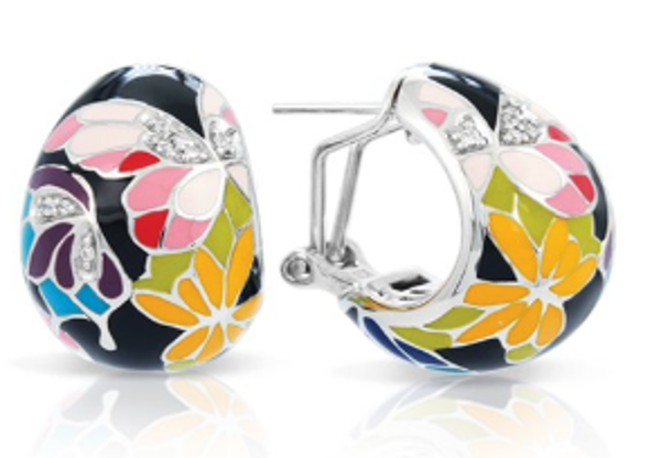 Sterling Silver Butterfly Kisses Multicolor Enamel Earrings.
